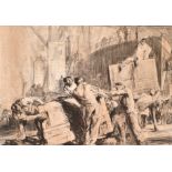 Frank Brangwyn (1867-1956) British. A Study of Workmen, Print, Signed in pencil, Unframed 21.5 x 31.