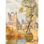 Jack Merriott (1901-1968) British. Elgin Cathedral, Oil on artist's board, Signed, 31" x 23" (78.8 x