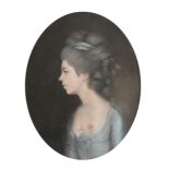 Early 19th Century Irish School. A Portrait of Miss Burton, Pastel, Inscribed on a label verso, In a