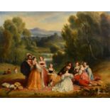 Robert Trewick Bone (1790-1840) British. "The Picnic", Oil on panel, Signed and numbered 189, and