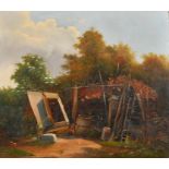 Ferdinand Georg Waldmuller (1793-1865) Austrian. A Garden Shed, Oil on panel, Signed and dated 1844,