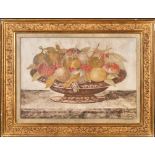 18th Century European School. Still Life of Fruit in a Bowl, Watercolour on vellum, 12.25" x 17.