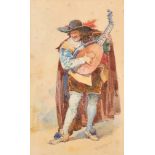 Henry Gillard Glindoni (1852-1913) British. The Musician, Watercolour, Signed, 11.5" x 6.75" (29.2 x