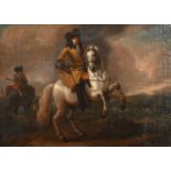 Circle of Carel van Falens (1683-1733) Flemish. A Cavalry Officer on Horseback, Oil on panel, 8" x
