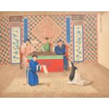 20th Century Chinese School. Figures in an Interior, Watercolour, 16.5" x 20.5" (41.8 x 52cm)