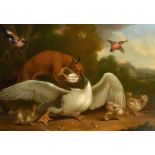 Circle of Pieter Casteels (1684-1749) Flemish. "Fox and Goose", Oil on canvas, 32.25" x 51" (81.9
