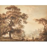 Paul Sandby (1731-1809) British. Figures in a Landscape, Watercolour, 6.35" x 8.25" (16.2 x 21cm)