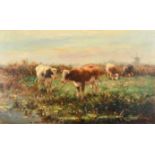 C Wescheur (19th-20th Century) European. Cattle Watering, Oil on canvas, Indistinctly signed, 11.75"