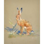 Michael Lyne (1912-1989) British. A Hare, Watercolour and gouache, Signed, 9.5" x 8" (24.4 x 20.5cm)