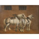 Benjamin Zobel (1762-1831) German. Draft Horses, Oil and sand on board, In a fine hollow gilt frame,