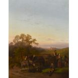 Ferdinand Marohn (act.1839-1865) German. The Harvesters, Oil on canvas, Signed, 36" x 28" (91.5 x