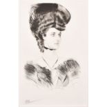 Paul Cesar Helleu (1859-1927) French. Portrait of Renee Lancret, c.1895, Drypoint, Signed, and