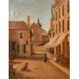 J Rushton (19th-20th Century) British. 'Hotel du Centre, Sain Brieuc, Brittany', Oil on canvas,
