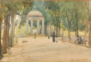 H Youngman (19th-20th Century) British. "The Borghese Garden, Rome", Watercolour, Signed, 6.5" x 9.