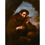 After Giovanni Francesco Barbieri 'Guercino' (1591-1666) Italian. 'St Francis of Assisi", Oil on