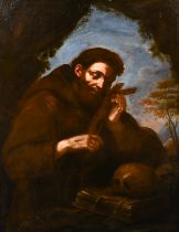 After Giovanni Francesco Barbieri 'Guercino' (1591-1666) Italian. 'St Francis of Assisi", Oil on