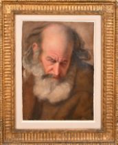 Circle of Joseph Wright of Derby (1734-1797) British. Head of a Bearded Man, Oil on paper, In a fine