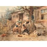 Johannes Marius Ten Kate (1859-1896) Dutch. Children at Play, Watercolour, Signed, and inscribed