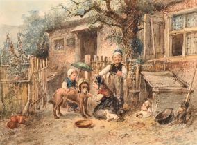 Johannes Marius Ten Kate (1859-1896) Dutch. Children at Play, Watercolour, Signed, and inscribed