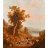 Joseph Rhodes (1782-1855) British. Figures on a Path, Oil on canvas, Signed, and dated '43, 28.25" x