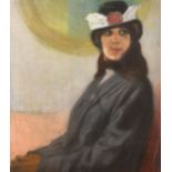 Emilio Camilio Leopoldo Tafani (1885-1963) Italian. A Veiled Lady, Pastel, Signed, 27" x 24" (68.6 x