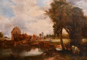 After John Constable (1776-1837) British. 'Dedham Lock and Mill', Oil on canvas, 22" x 31" (55.8 x