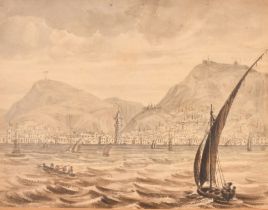 19th Century English School. "Zante, from the Harbour", Watercolour, Inscribed verso, 4.75" x 6" (