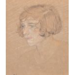 Maxwell Armfield (1881-1972) British. Study of a Young Lady, Pencil and crayon, Signed with monogram