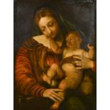 18th Century Italian School. The Madonna and Child, Oil on canvas, 36" x 28" (91.5 x 71cm)