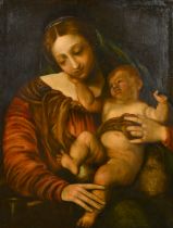 18th Century Italian School. The Madonna and Child, Oil on canvas, 36" x 28" (91.5 x 71cm)