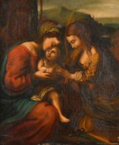 Follower of Antonio da Correggio (1489-1534) Italian. "The Mystic Marriage of Saint Catherine",