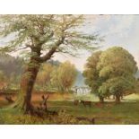 Francis H Eastwood (1855-1908) British. A River Landscape with Cows in the foreground, Oil on board,