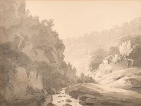 Attributed to Thomas Gage (c.1780-1820) British. A River Landscape, Watercolour and wash, 9.5" x