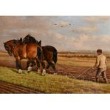 Joseph Dixon Clark Snr (1849-1944) British. 'The Plough Team', Oil on canvas, Signed, and