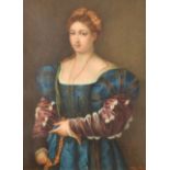 Adele Bassi (19th Century) Italian. "La Bella", after Titian, Watercolour, Signed, inscribed and