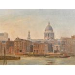 Rex Vicat Cole (1870-1940) British. "St. Paul's from Bankside", Oil on artist's board, Signed, and