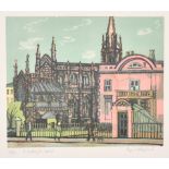 Rupert Shephard (1909-1992) British. "A Paddington Church", Linocut, Signed, inscribed and