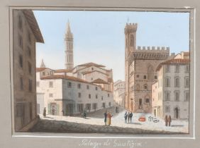 Early 19th Century Italian School. "Palazzo di Giustizia", Gouache, Inscribed on mount, In an ornate