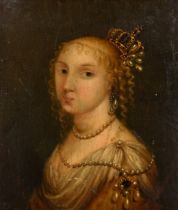 18th Century Dutch School. Bust Portrait of a Lady, Oil on panel, Unframed 3.5" x 3" (9 x 7.6cm) and