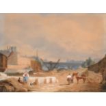 19th Century English School. A Parisian River Scene, Watercolour, 5" x 6.5" (12.7 x 16.5cm)