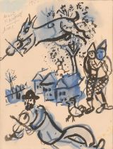 Attributed to Marc Chagall (1887-1985) Russian/French. Untitled, Watercolour, Signed twice and dated