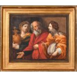 After Guido Reni (1575-1642) Italian. "Lot and His Daughters", Watercolour, In a fine gilt
