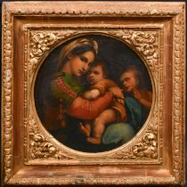 After Raffaello Sanzio da Urbino 'Raphael' (1483-1520) Italian. The Madonna della Sedia, Oil on