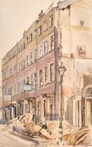 Denys George Wells (1881-1973) British. "Featherstone Buildings", Holborn, Watercolour, Signed,