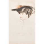 Paul Cesar Helleu (1859-1927) French. Portrait of a Lady, Drypoint, Signed in pencil, 22" x 13.5" (