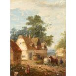 Circle of Georgina Lara (act.1840-1880) British. 'Rural Cottage Scene', Oil on canvas, Bears
