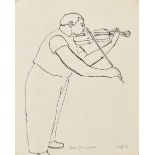 Edmond Xavier Kapp (1890-1978) British. "Isaac Stern at Work", Ink, Signed, inscribed and dated '51,