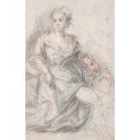 18th Century Anglo-Flemish School. Diana The Huntress, Pencil and sanguine, 12.75" x 8.25" (32.4 x