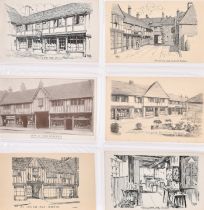 Three large Albums of early 20th century postcards relating to Frensham, Waverley Abbey, Bucks