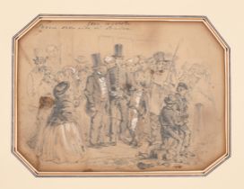 William McConnell (act.1850-1890) British. "Un Arreste", Pencil heightened with white, Inscribed,